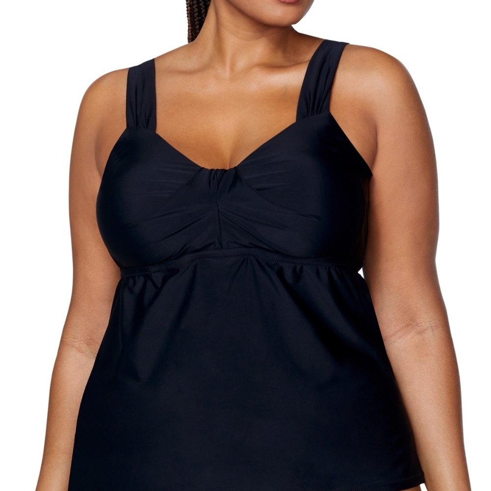 Raisins Curve Plus Size Rimini Tankini Top - Black